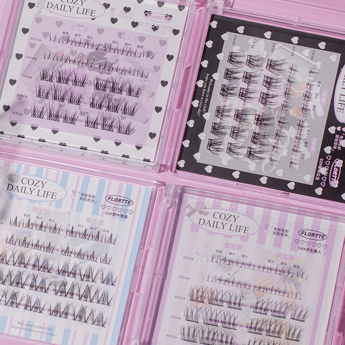 Collection of Segmented Self-Adhesive Glue-Free False Eyelash in a gallery layout